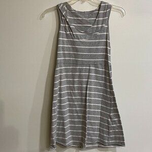 Marc New York hooded sleeveless grey white striped dress